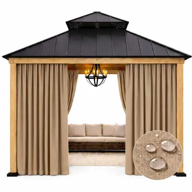 NOW-ART Waterdichte Terrasgordijn Beige 155x260cm - UV-bestendig, Schaduw & Privacy