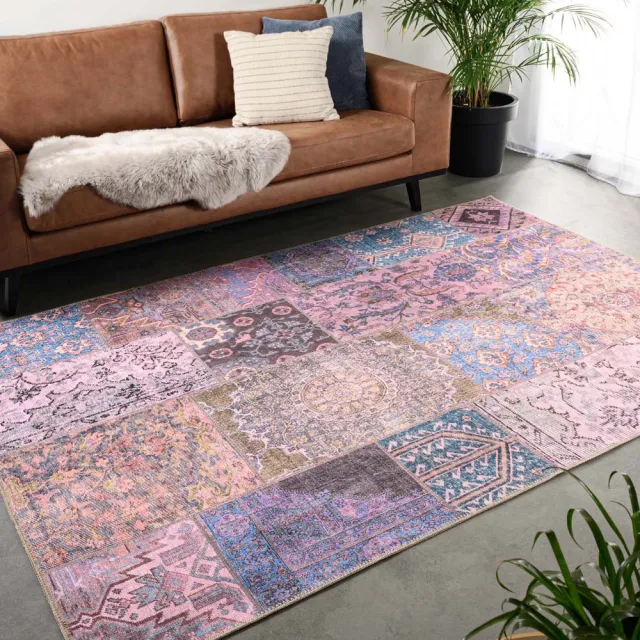 Heritaged Patchwork vloerkleed - Fade Dreamer paars 230x330