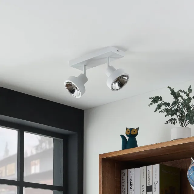 Lindby plafondlamp - 2 lichts - metaal, aluminium - H: 18.3 cm - GU10 - zandwit