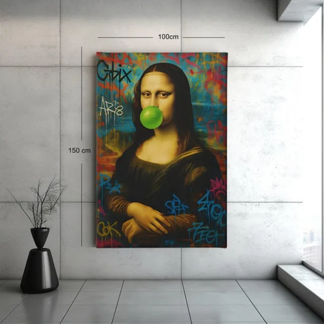 Trendex Global Canvas Schilderij – Mona Lisa – Street Art – Portret – 90x60x2 cm Kleurrijk