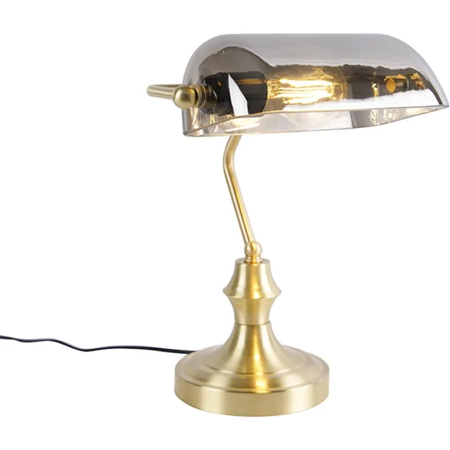 QAZQA banker - Klassieke Notarislamp | Bankierslamp - 1 lichts - H 345 mm - Zwart Goud - Woonkamer | Slaapkamer