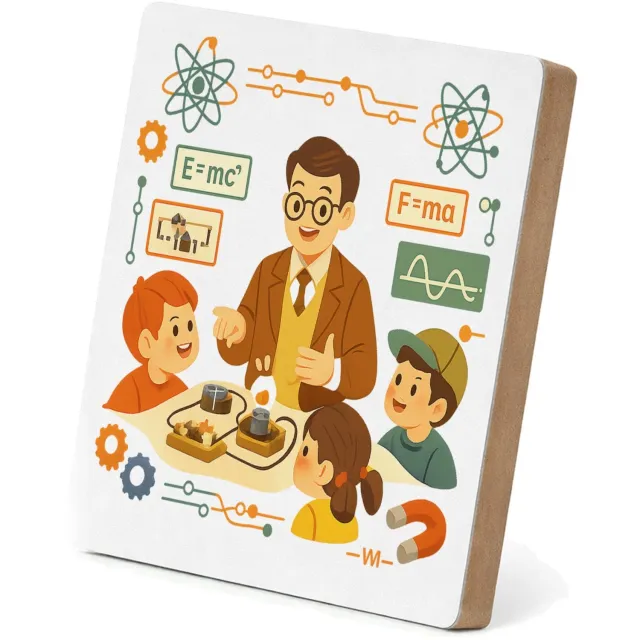Mr Cadeautjes MDF staande fotolijst 15,2 x 15,2 - design Een vrolijke docentengebruikte schoolposter met een andere v | cadeau Wit