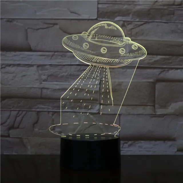 MC Living 3D Led Lamp Met Gravering - RGB 7 Kleuren - Ufo