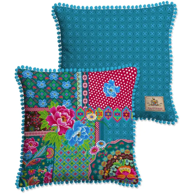 Happiness Vierkant sierkussen 48x48 cm polyester Happiness no.8066 petrol