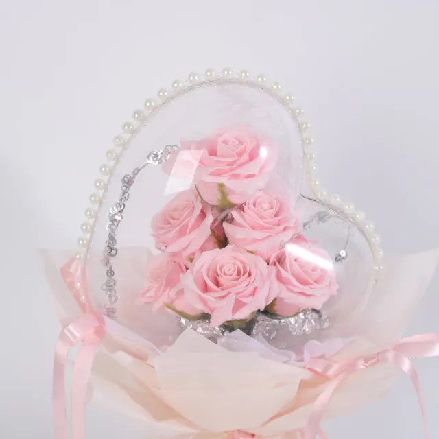 La Roselle Amsterdam Hartvormig Rozen boeket - kerstcadeau Roze Kunstrozen Cadeau Lichtroze