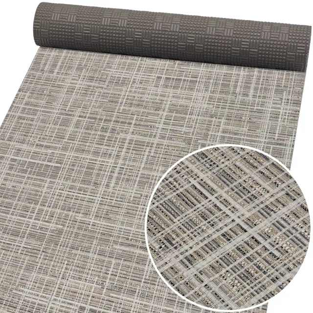 ANRO Keukenloper Luxe Linnenlook Grijs 180x52cm – Antislip Gangloper Tapijtloper 3 mm Laagpolig