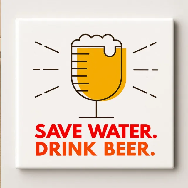 Nevolis Save Water Drink Beer 15x15 cm Tegel – Grappige en Unieke Muurdecoratie voor Thuisbars en Keukens Multi Color