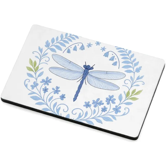Mr Cadeautjes MDF magnetische fotolijst 7,5 x 5 - design Serene bosrand met libellen en varens in een verfijnd blauw| cadeau Wit