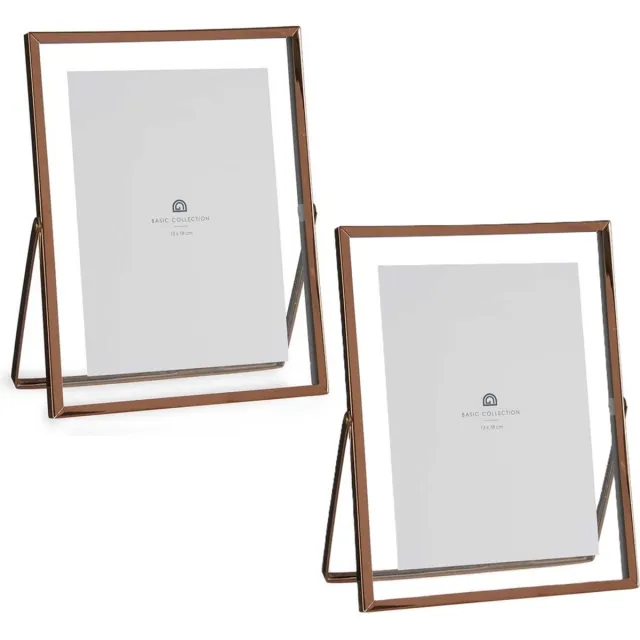 Giftdecor Fotolijstje voor 13 x 18 cm foto - 2x - koper - metaal - Modern - frame 18 x 23 cm