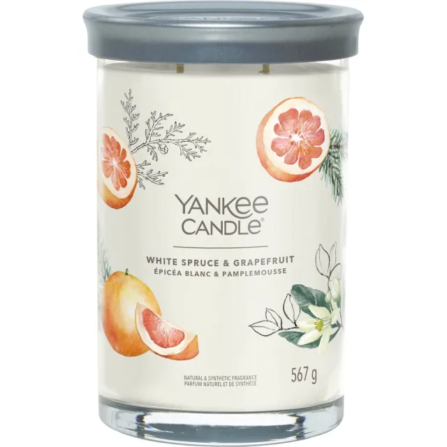 Yankee Candle White Spruce & Grapefruit Large Tumbler Geurkaars - 100 branduren - twee lonten Wit