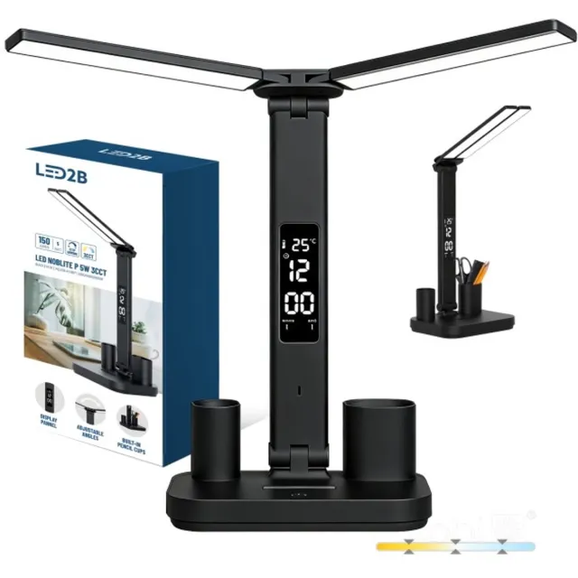 LED2B NOBLITE P bureaulamp 5W 3CCT zwart dimbaar oplaadbaar | Geen fitting | Warm Wit-Koel Wit-Daglicht | 5 watt | 25.000 Branduren