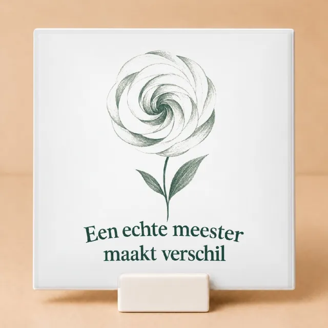 Bedruk King Inspirerende vintage botanische Klasbaas Tegel – Sfeervolle muurdeco voor leerkrachten en scholen - 15 x 15 cm met houder Wit