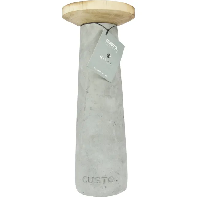Gusta Kandelaar - 12x30cm - Cement/Hout