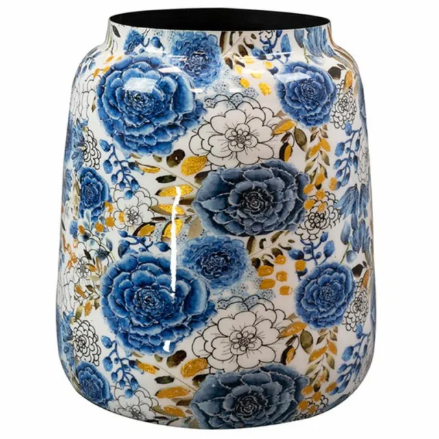 TS Collection Vaas Dutch Blue - blauw - metaal/epoxy - D21 x H24 cm - bloemenvaas - Designed by Lammie
