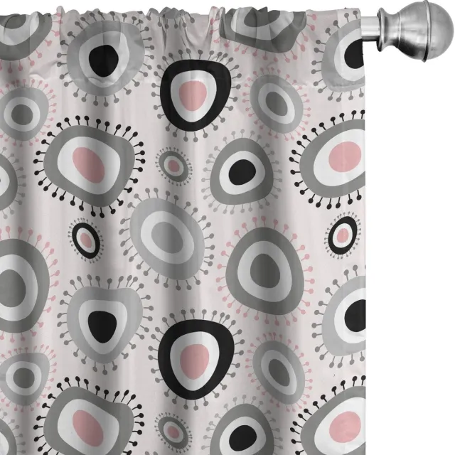 ABAKUHAUS Geometrische Doodles – Gordijnen 2x75x175 cm – Microvezel Grijs
