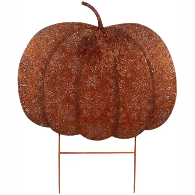 Clayre & Eef Tuinsteker Pompoen Oranje Metaal Herfst decoratie