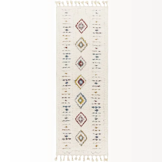 Surya INO Modern Boho Shaggy Tapijt Meerkleurig/Wit