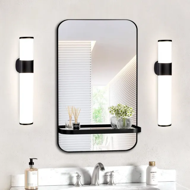NETTLIFE LED Spiegellamp 2 stuks - 6W - zwart - badkamerlicht - 35cm wandlamp - IP44 - modern - neutraal wit 4000K - Spiegelverlichting - voor kelder | keuken | badkamermeubel