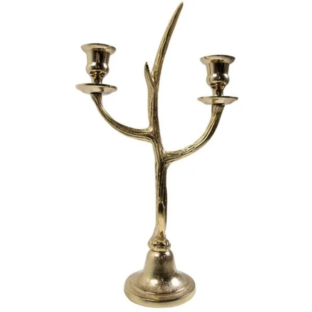 Mars & More Gewei - kaarsenstandaard voor 2 kaarsen - hoogte 38 cm Zilver