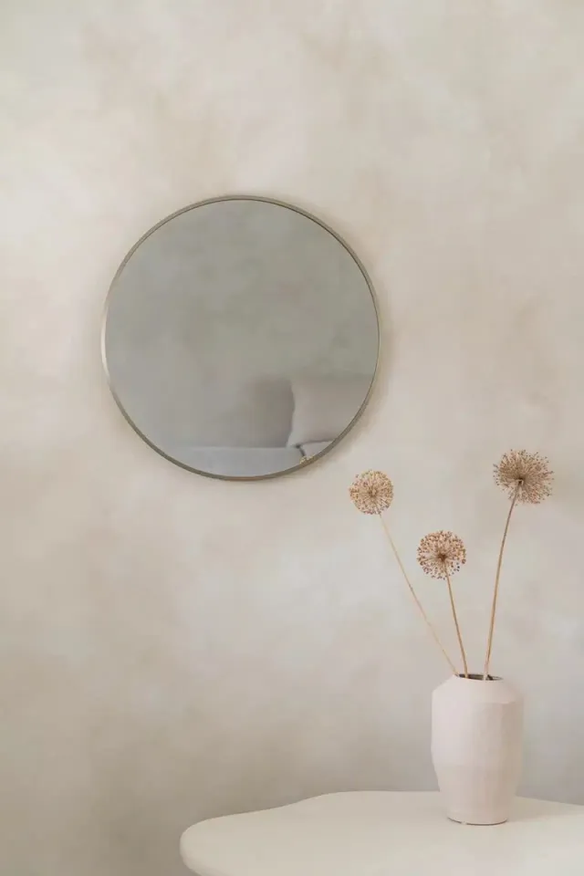 Nordic Style® Ronde spiegel 60x60cm - Greige - Scandinavische Spiegels - Cirkel - Wandspiegel - Badkamerspiegel - Gangspiegel - Wand - Gang - Badkamer
