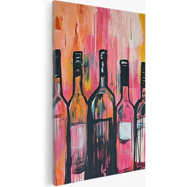 Saammp Canvas Schilderij - Flessen - Abstract - 30x40 - Foto op canvas - Wanddecoratie - Muurdecoratie Woonkamer - Slaapkamer decoratie - Canvas Print Multicolor