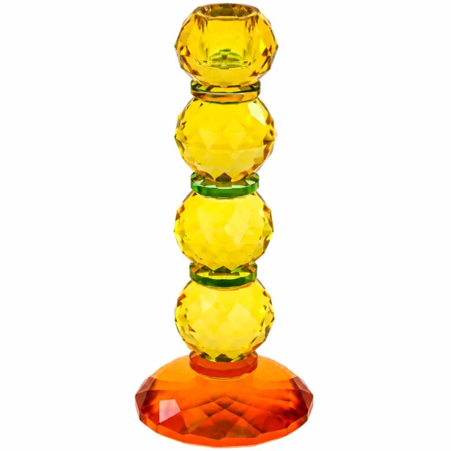 Werner Voss Werner Voß - Kandelaar - Fancy Crystal - Geel oranje – kleurrijke glazen kandelaar - 22 cm groen/blauw