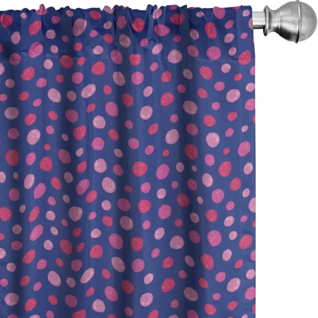 ABAKUHAUS roze stippen voorhangen – 2-delige set 75x245 cm mikrofaser Blauw