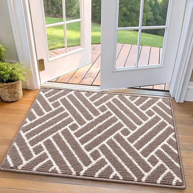 Homaxy Deurmat Binnen - Antislip Deurmat - Schoonloopmat - Deurmat voor binnen en buiten - Bruin - 51x82cm