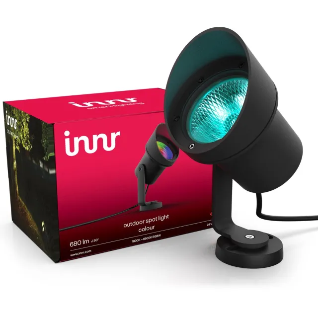 innr smart XL tuinspot uitbreiding - wit en gekleurd licht - slimme prikspot buiten - buitenverlichting - tuinverlichting - wandlamp buiten - dimbaar - 1 pack (OSL 140 C basisset vereist) Zwart (Uitbreiding)