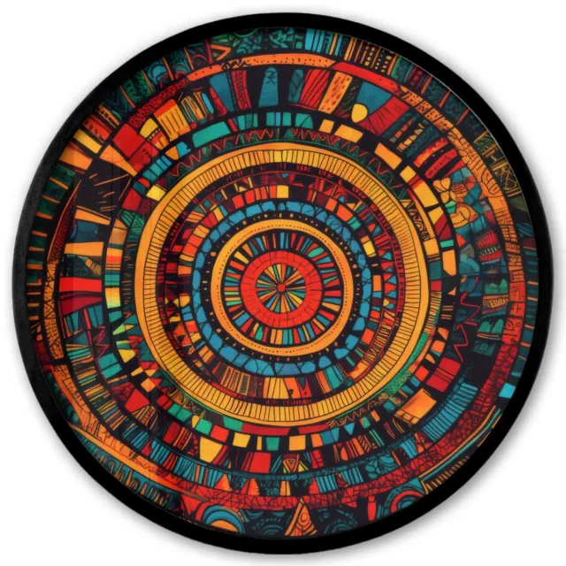 FrameYourWall Poster in lijst Rond - Fotolijst 40x40 cm - Posters - Mandala - Cirkels - Patronen - Ronde posterlijst zwart - Decoratie - Wanddecoratie woonkamer - Muurdecoratie slaapkamer