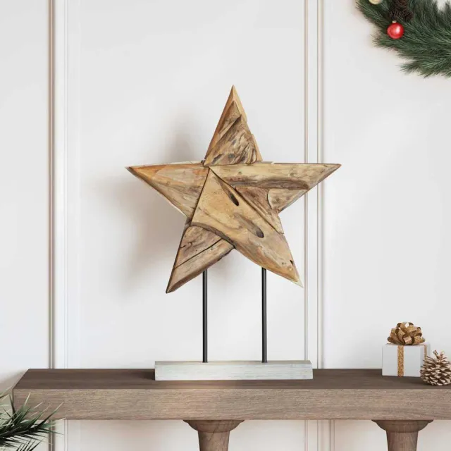 vidaXL Kerstster Naturel 43,5 x 13,5 x 59 cm Massief Teakhout Bruin