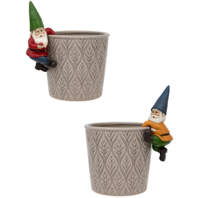 LO. Ornaments Set van 2 bloempothangers kabouter Meerkleurig