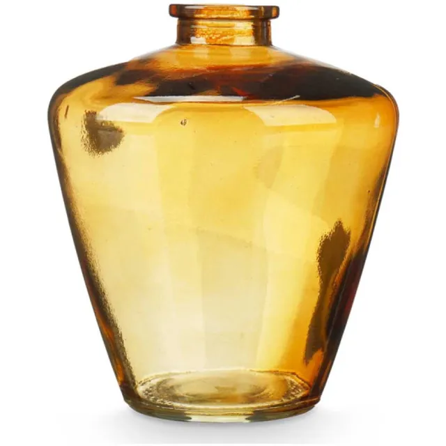 Arte Regal Glazen vaas Amber 13 cm – decoratieve diamond glass jar – woonaccessoire - Ø10,5 cm