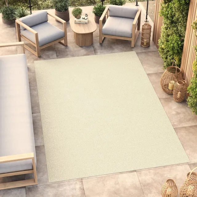 Tapiso Mono Vloerkleed Creme Binnen en Buiten Tapijt Maat- 120x170