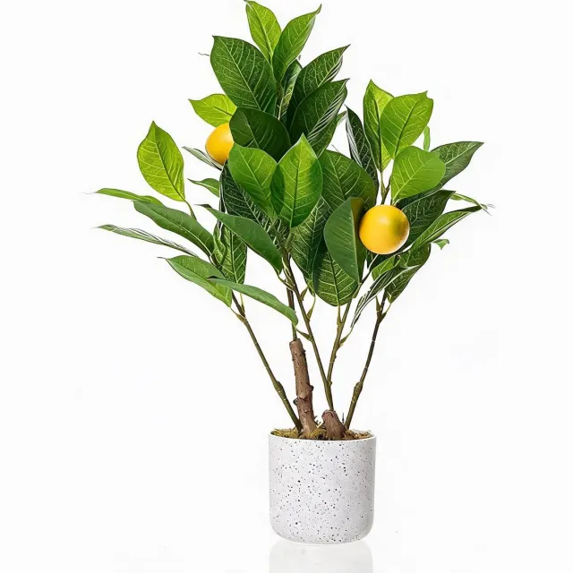 Danky decoratieve kunstcitroenplant set 2 stuks 50 cm PEVA - kunstplanten met citroenen voor thuis en kantoor groen en geel