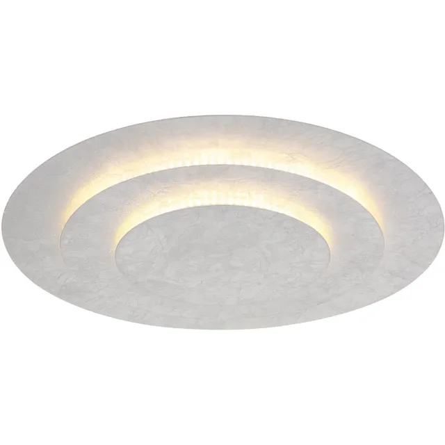 Globo LED plafondlamp zilver Woonkamerlamp zilver Eetkamerlamp rond, metaal, 40W 2400Lm warm wit, DxH 49x7,5 cm