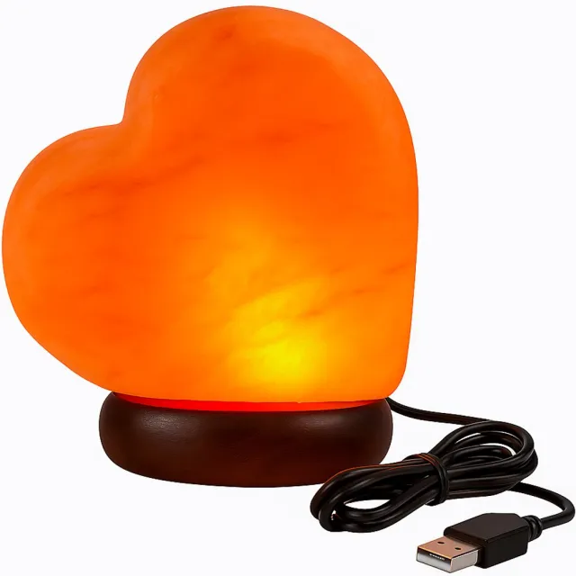 Pink Gold Zoutlamp – Himalayazout USB LED Hart – Tafellamp / Nachtlampje – 12 cm – 0,9 kg Roze