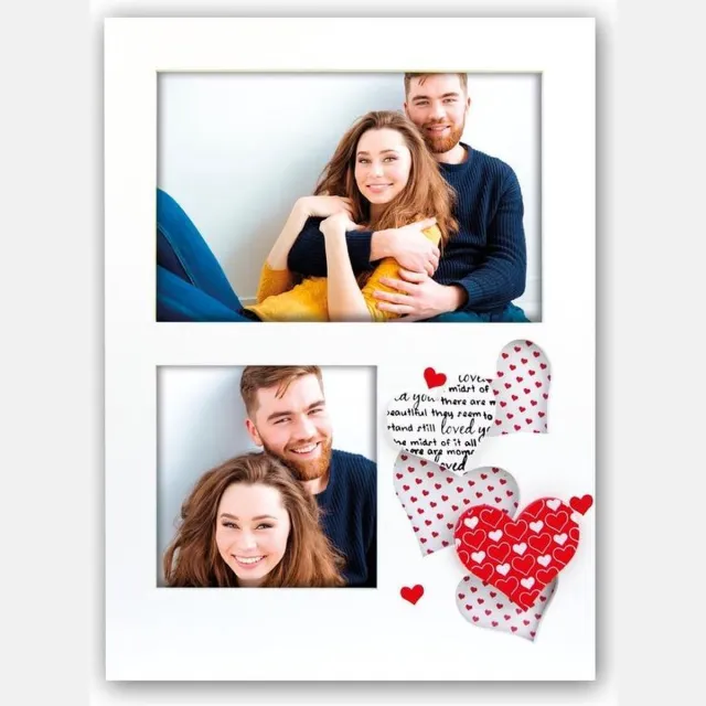Zep Romantische Fotolijst Arisa 2Q voor 2 foto's 1x 10x15 1x 9x9 afmeting 18x25 cm - WG792 Rood;Wit