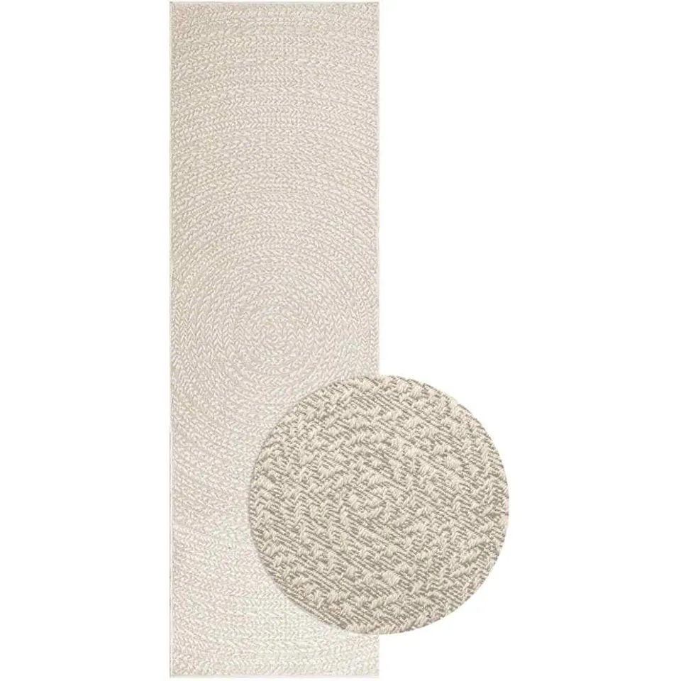 vidaXL Vloerkleed ZIZUR room binnen en buiten 80x250 cm jute look crème, foto 2