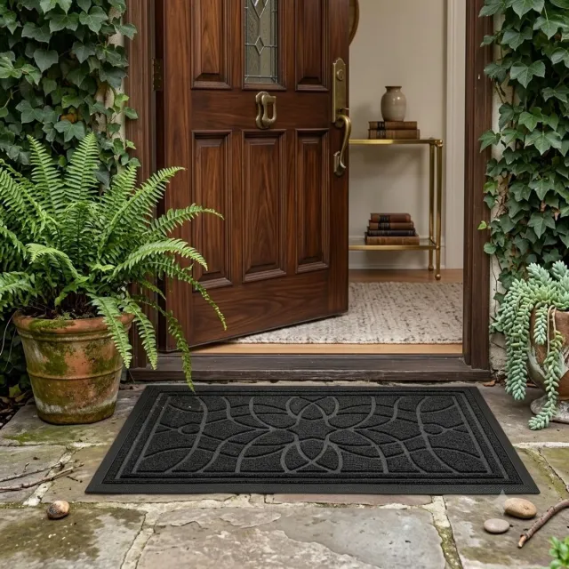 Maison Elara Deurmat Binnen 44 x 75 cm, Antislip Zwaar Deurmat voor Buiten en Binnen, Waterabsorberend Wasbaar Schoonloopmat voor Voordeur, Gang, Entree, Zwart