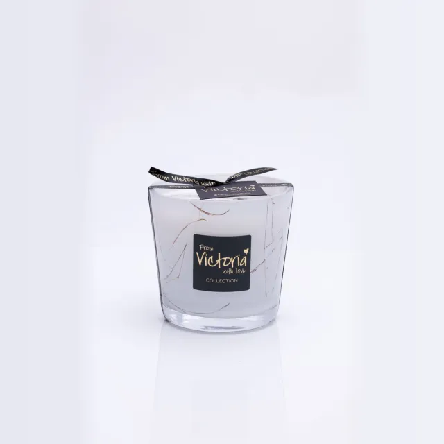 VICTORIA WITH LOVE Kaars - Geurkaars - Marble white - Small - Glas - Indoor wit