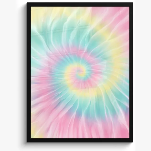 FrameYourWall Poster in lijst - Fotolijst 50x70 cm - Posters - Pasteltinten - Tie dye - Roze - Posterlijst zwart - Decoratie - Wanddecoratie woonkamer - Muurdecoratie slaapkamer