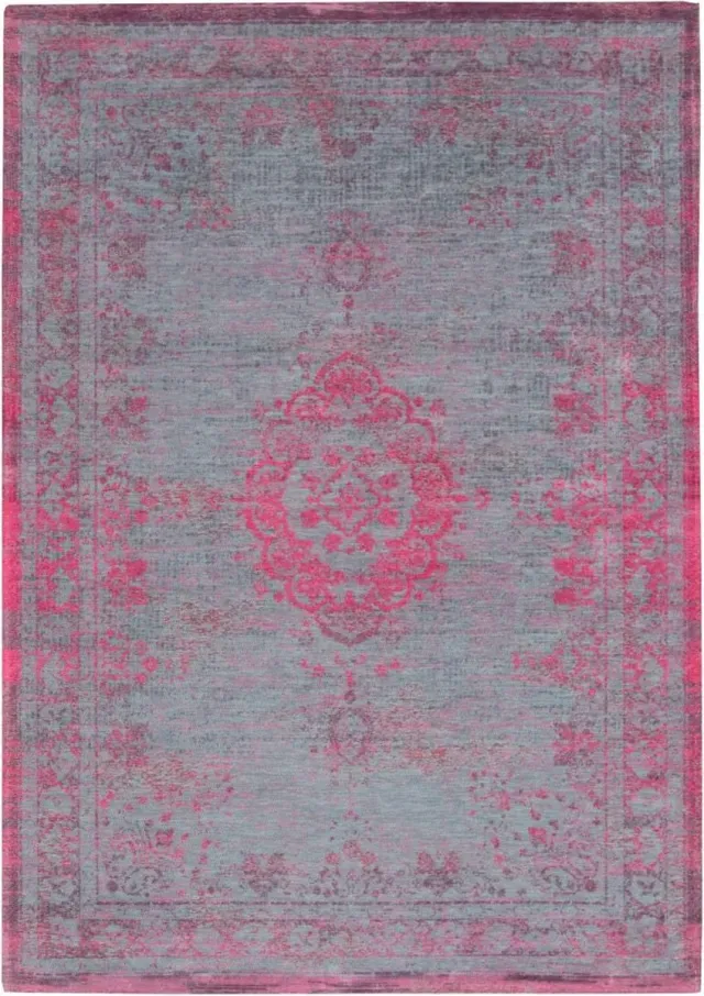 Louis de Poortere Wasbaar Binnen & Buiten Vloerkleed - 80 x 150 cm - Louis De Poortere Medallion Pink Flash - Laagpolig Tapijt - Gerecycled PET - Made in Belgium - Circulair Rood