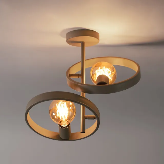 PS-Collection Plafondlamp Hover 2-lichts - Beige - Metaal - plafondlampen, plafonniere, plafondlamp zwart, plafond lamp, plafondlamp led, plafondlamp industrieel