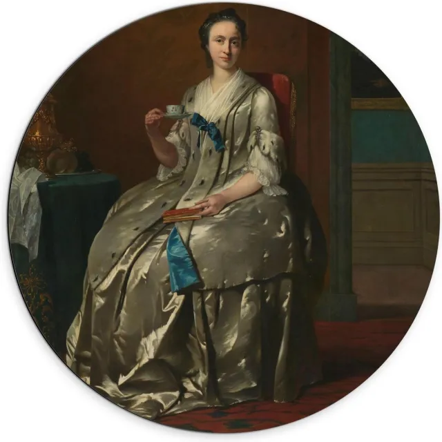 KuijsFotoprint Dibond Wandcirkel - Oude meesters - Portret van Machteld Muilman, Frans van der Mijn - 70x70cm Foto op Aluminium Wandcirkel (met ophangsysteem) Rood