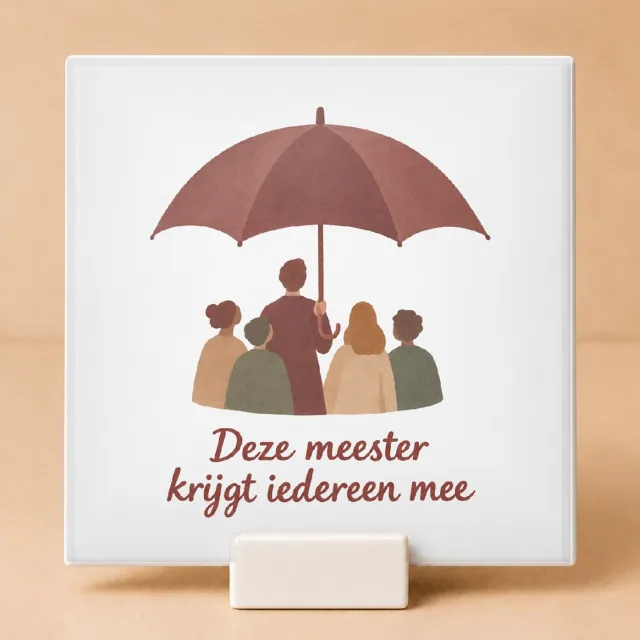 Bedruk King Rustgevende Meester van de Telefoonvrije Klas Tegel – Kalmerende Decoratie voor Onderwijsprofessionals met Gouachestijl - 11 x 11 cm met houder Wit