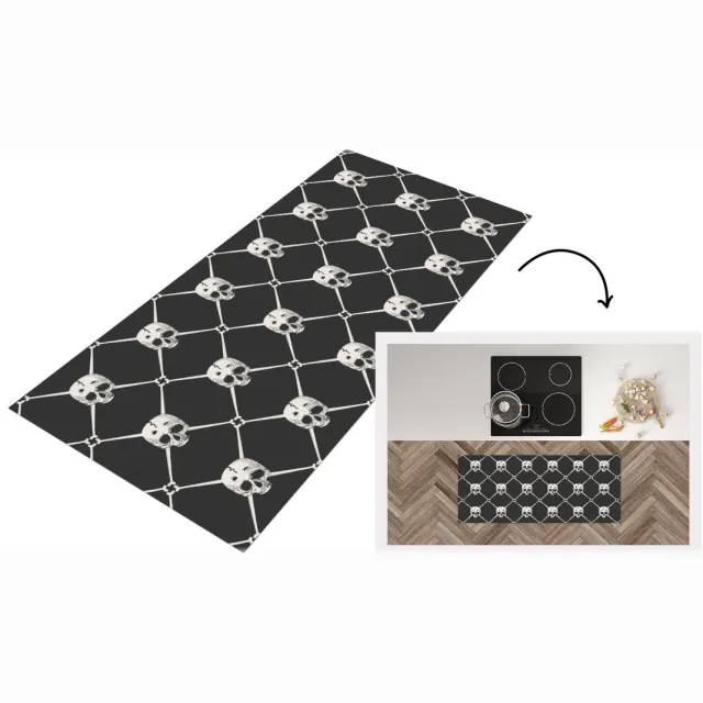 KitchenYeah Keukenloper - Loper keuken - Patronen - Skull - Botten - Piraten - Keukenloper vinyl Multicolor
