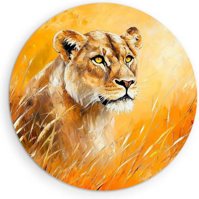 Saammp Forex Muurcirkel - Leeuw - Abstract - Leeuwin - Dieren - Liefde - Ø 80 - Wandcirkel - Wanddecoratie Cirkel - Muurdecoratie Woonkamer - Slaapkamer decoratie - Rond Schilderij