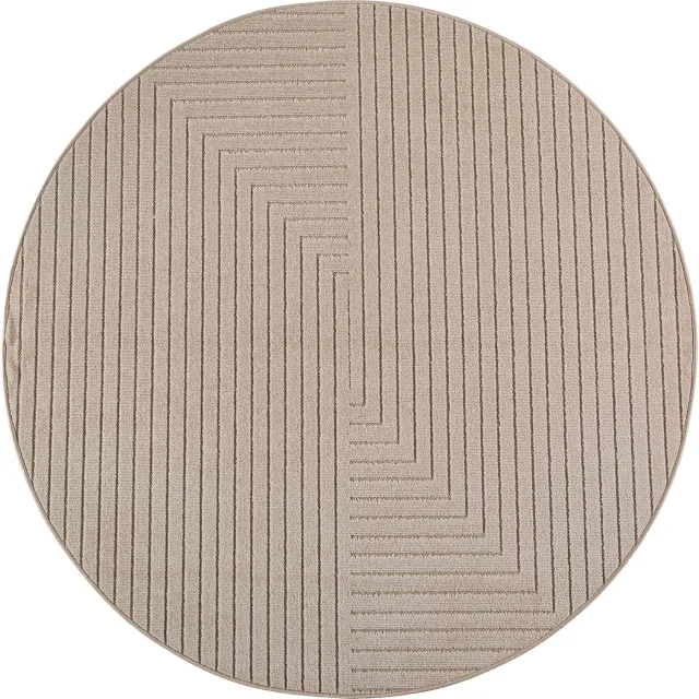 Ayyildiz Japandi-stijl binnen- en buitentapijt Nova (beige 1202) - ⌀ 200 cm