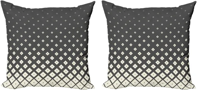ABAKUHAUS Geometrische decoratieve kussenhoez 2-pack, ruitvormig ontwerp, 45x45 cm, crèmegrijs